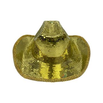 Yellow Mirrored Cowboy Hat for Music Festival Disco