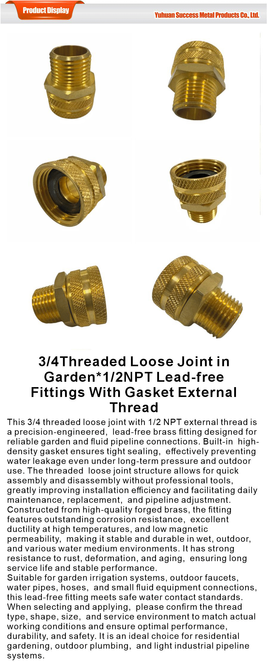 External Thread Brass Pipe Adaptor