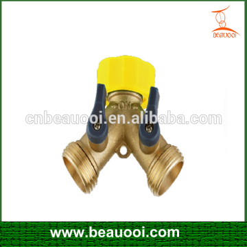 2 -way shut off brass garden hose swivel connector