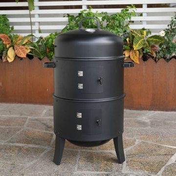 3 In 1 Charcoal Bbq Grill Smoker 3 Layers Tower Vertical Barrel Charcoal Barbecue Grill Smoker