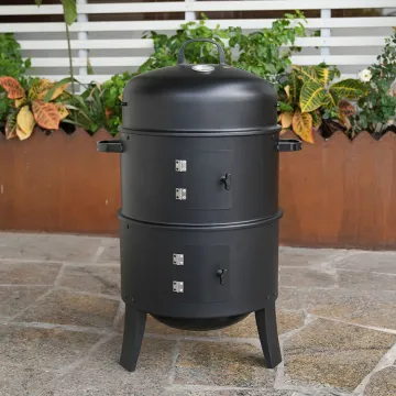 3 In 1 Charcoal Bbq Grill Smoker 3 Layers Tower Vertical Barrel Charcoal Barbecue Grill Smoker