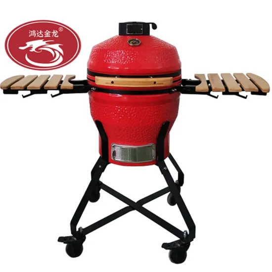 18 Inch Kamado Grill Joe Outdoor Charcoal Grill Wooden Table