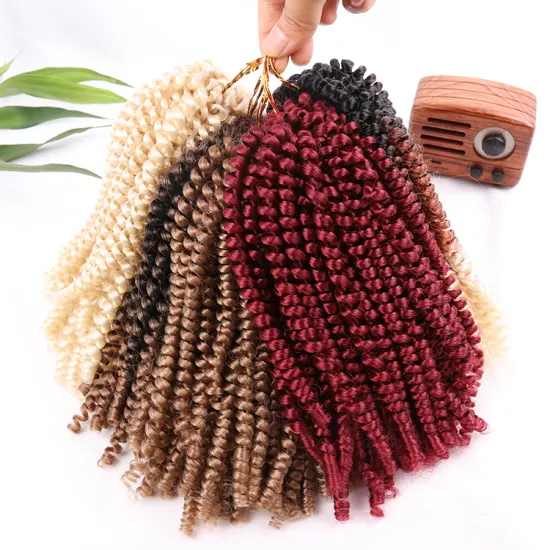 RTS Burgundy Wholesale Afro Pre Twisted 8 Inch Synthetic Long Extension Crochet Ombre Braid Nubian Spring Twist Hair