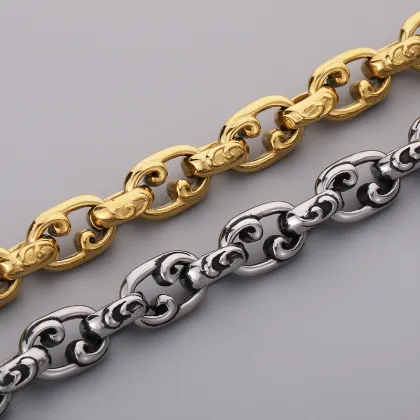 KALEN 220mm Unisex Gothic Punk Gold/Silver Stainless Steel Links Bracelet