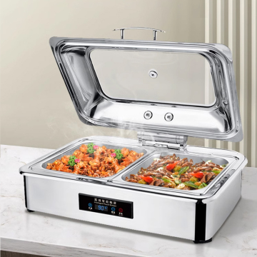 Hydraulic Stainless Steel Buffet Food Warmer Deluxe Hot Pot with Electric Option