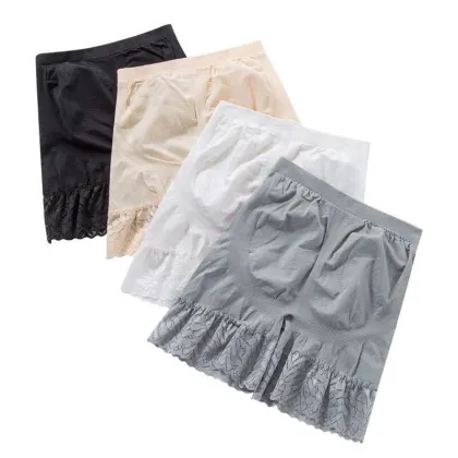 High-Waist Ice Silk Boxer Shorts for Women - Anti-Friction Safety Pants