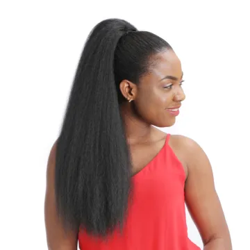 Private Label Yaki Synthetic Kinky Straight Ponytails Hair Extensions Drawstring  Ponytails Hair Extensions