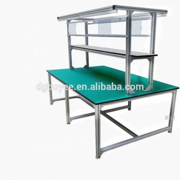 Industrial Assembly Line Workbench with LED Lighting