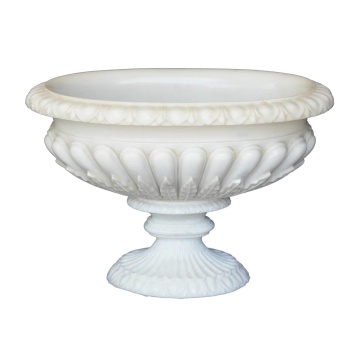 Handcrafted Marble Urn Planter with Scalloped Detail