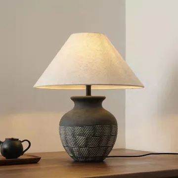 Wabi-Sabi Japanese Style Pottery Table Light for Home and Cafe Decor