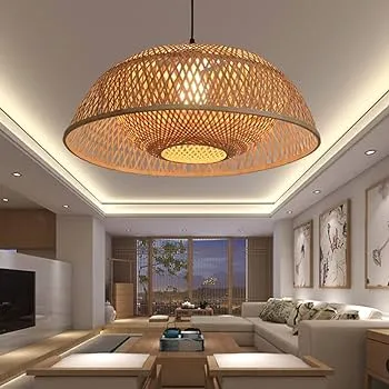 Handmade Bamboo and Rattan Pendant Light Chandelier: Unique Home Decor Light Fixtures - RT0210
