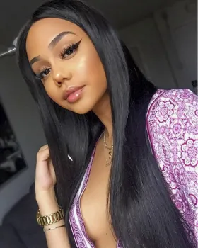 Glueless Straight Full Lace Wig 100% Brazilian Human Hair Swiss Lace Base With Baby Hair Natural Pre Plucked Ladies Hair Wigs