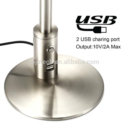 Adjustable metal Modern LED office desk lighting with Two USB Charging Port