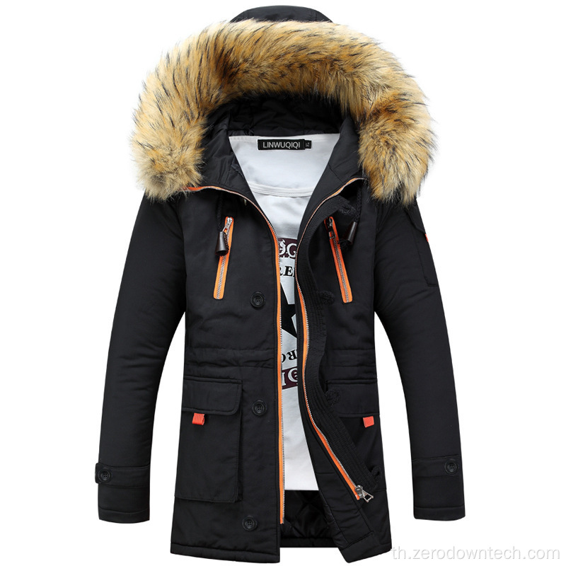 เสื้อลำลองสำหรับบุรุษฤดูหนาว Stand Collar Hooded Coat