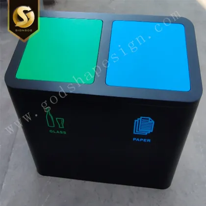 Metal steel trash bin outdoor compartment recycling bin