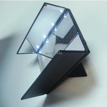 Three sided standing makeup mirror with 8 led lights