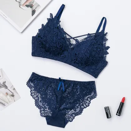 French Lace Embroidery Bra and Panty Set