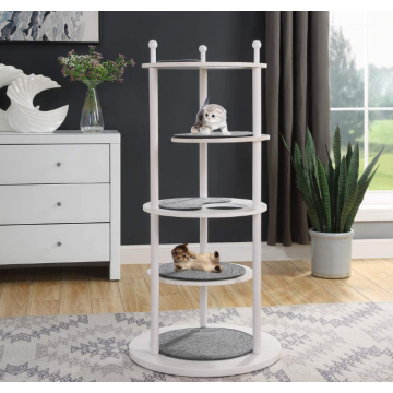 Houten kattenactiviteitsboom met 2 roteerbare platforms