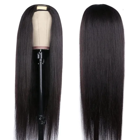 Brazilian Straight U Part Wig Human Hair with Clips Cheap Upart Human Hair Half Wigs for Black Women Remy hair