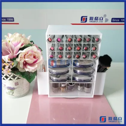 2016 Hot Sale!! Acrylic Lipstick Organizer with Brush Compartments / Rotating Acrylic Lipstick Holder