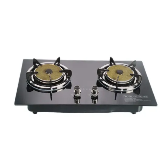 Kitchen 2 Burner Gas Hob Black Tempered Glass Stainless Steel Body Cooktop Suitable For Family