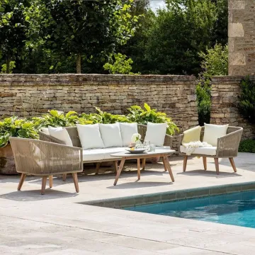 Outdoor Garden Woven Rope Aluminum Sofa Set for Luxury Hotel Furniture