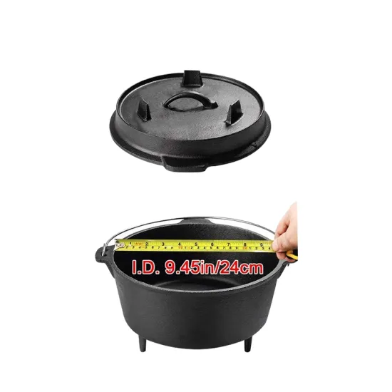 Preseasoned Round Shape Outdoor Cast Iron Dutch Oven for Camping