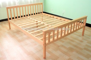Hotel furniture, hotel double bed,Pine wood double bed with rails