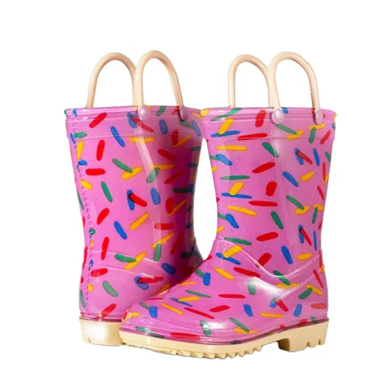 100% Waterproof Matte Yellow PVC Transparent Jelly Kids Rain Boots