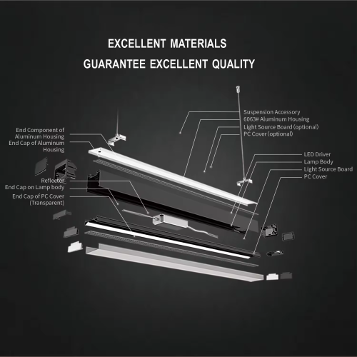 Luminaire linéaire LED à LED en aluminium