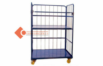 Purple 3 Tier Collapsible Wire Containers Workroom / Warehouse Cage