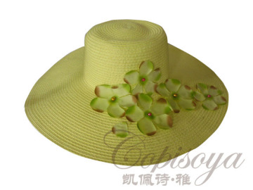 2014 fashional bright color summer hats with plastic flowers