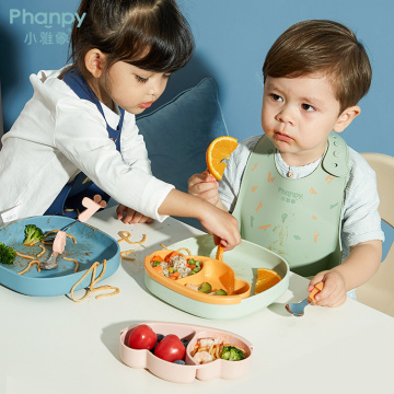 Plato de ventosa cuadrado para niños Vajilla de cuenco de bebé