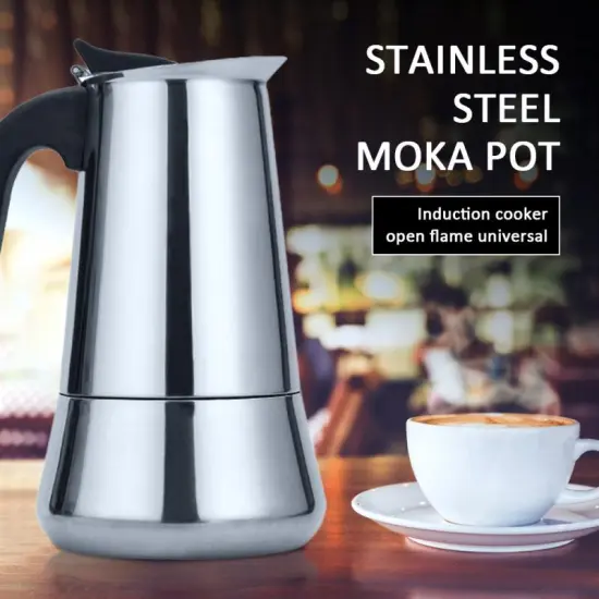 100~600ml Portable Espresso Coffee Maker Moka Pot Stainless Steel With Electric Stove Filter Percolator Coffee Brewer Kettle Pot