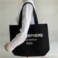 Black Canvas Drawstring Tote Bag