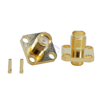 Panel Flange 4 Lubang Panel Sma Mount RG402 SMA RF Konektor Koaxial