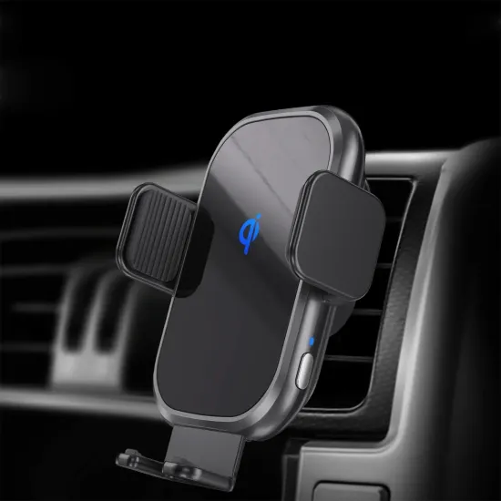 15W Smart Sensor Auto Wireless Clamp Car Phone Charger for iPhone