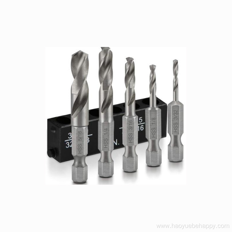 1/4 Hex Shank HSS Stubby Drill Bit Set