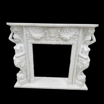 Neoclassical Floral Grandeur Marble Fireplace