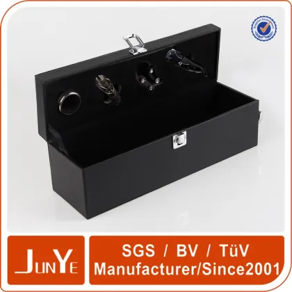 high end black leather one bottle wine packaging box
