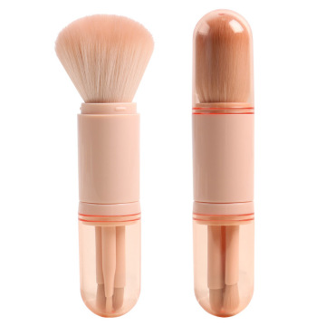 Confetti Hot Pink Pastel Eyeshadow: 4-in-1 Retractable Portable Makeup Brush Set