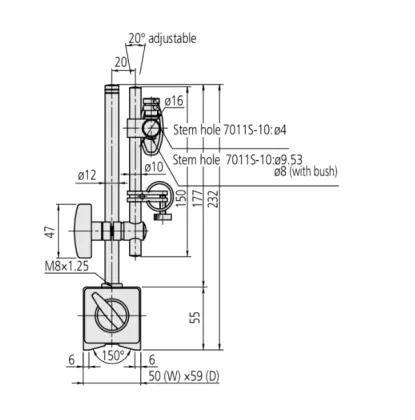 Mitutoyo 7011S-10 Magnetic Stand with Fine Adjustment 160mm Working Radius Dial Indicator Stand