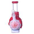 Esqueleto humano dibujado a mano y vaso de vidrio de rosa, lindo bong de Halloween, borosilicato de agua de agua, cachimba de vidrio