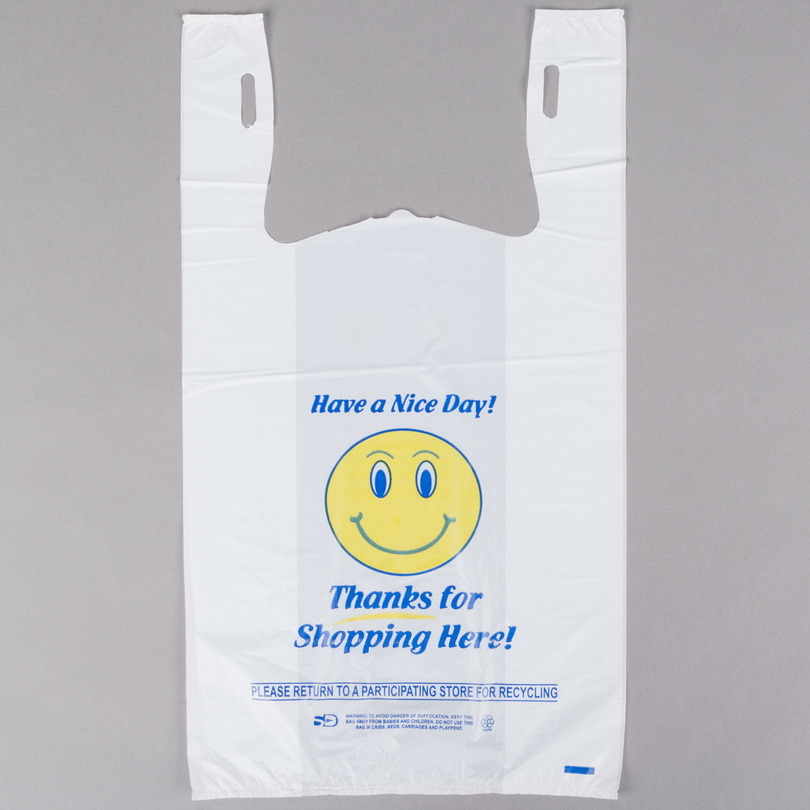 White Color Transparent Plastic Smiley T-Shirt Parcel Packaging Bag with Printing