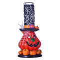 9.4in, colorido de vaso de precipitados de vidrio de calabaza, lindo hombre de calabaza de Halloween, tubería de agua de vidrio de borosilicato con tazón de 14 mm