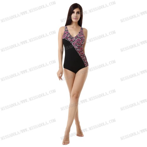 Miss Adola fashionable ma ma black red printed ladies swimwear (M102)