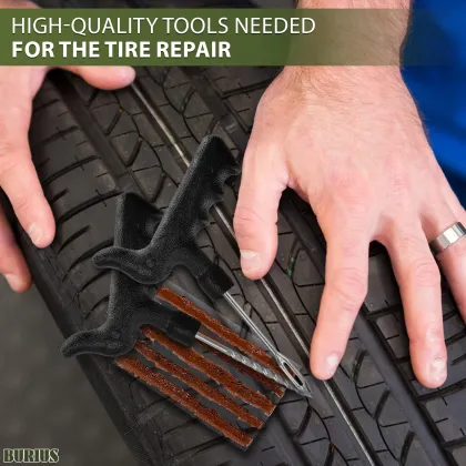 T Handle Tire Repair Plugs Kit - Flat Tire Fix for Tractor, Bike, and Car