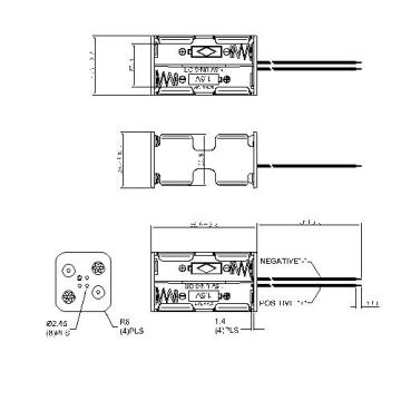 4 pcs AA battery holders 2P double layers