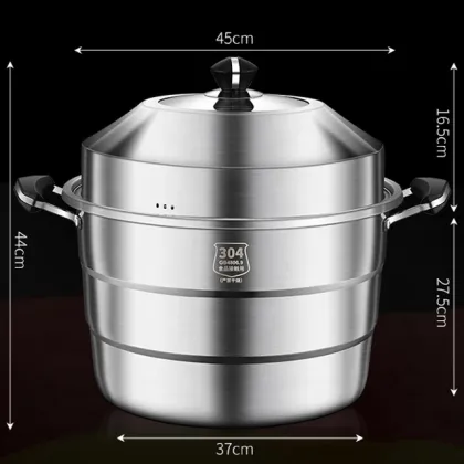 Japanese Large Stainless Steel 28cm Couscoussier Bread Dumpling Steamer Pot