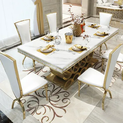 Dining room furniture round marble wood table top